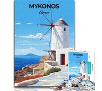 Puzzles pour Adultes et Adolescents Puzzle Mykonos Grèce Voyage, Jeux éducatifs Classiques, idéal comme Cadeau pour Toute la Famille Convient pour Et 14 38x26cm