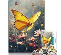 Puzzles pour Adultes et Adolescents, Puzzle Papillon Jaune, Peinture à l'huile, Jouet éducatif intellectuel décompressant, Cadeau d'anniversaire 38x26cm