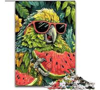 Puzzles pour Adultes et Adolescents Puzzle Perroquet Mangeant Une pastèque, pour 14 Ans et Plus Jeu Stimulant à Offrir à Toute la Famille et aux Amis 26x38cm