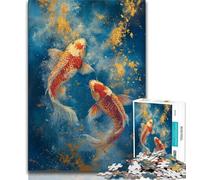 Puzzles pour Adultes et Adolescents, Puzzle Poisson koï Rouge et Jaune, Jeux éducatifs, décoration d'intérieur, Cadeau d'anniversaire, Cadeaux, Art Mural (38x26cm)