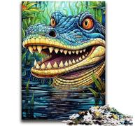 Puzzles pour Adultes et Adolescents, Puzzle psychédélique Crocodile du Nil, Jouets addictifs pour la décoration de la Maison (75x50cm)