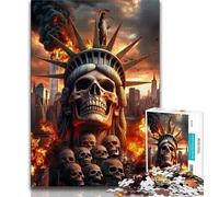 Puzzles pour Adultes et Adolescents, Puzzle Squelette de la Statue de la Liberté, Jouets de Divertissement Familial avec Affiche et fiche de Questions-réponses Assorties (38x26cm)