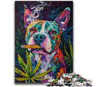 Puzzles pour Adultes et Adolescents Puzzle Staffordshire Bull Terrier Fumeur Convient aux 14 Ans et Plus Jeux familiaux Offrez des Cadeaux pour Toute la Famille 50x75cm