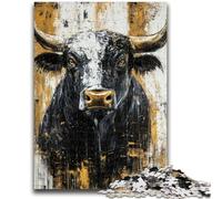 Puzzles pour Adultes et Adolescents, Puzzle Taureau Noir et doré, Anti-Stress, défi Difficile, à Offrir en Cadeau à Toute la Famille, 26x38cm