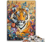 Puzzles pour Adultes et Adolescents Puzzle Tigre dans la Jungle Jeu Stimulant Jouets à Offrir en Cadeau pour Toute la Famille à partir de 14 Ans 50x75cm