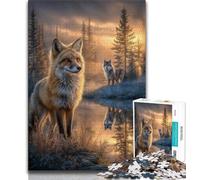 Puzzles pour Adultes et Adolescents, Puzzles animaliers, Renard, Jouets de Divertissement Familial, Interaction Parent-Enfant, pour Les 14 Ans et Plus, 38x26cm