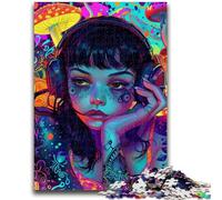 Puzzles pour Adultes et Adolescents, Puzzles animés psychédéliques, Fille, Anti-Stress, défi Difficile, à Offrir en Cadeau à Toute la Famille, 26x38cm