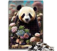 Puzzles pour Adultes et Adolescents, Puzzles artistiques, Motif Fleur et Panda, idéal comme Cadeau pour Toute la Famille, 50x75cm