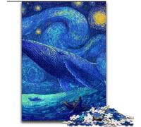 Puzzles pour Adultes et Adolescents, Puzzles Baleines dans Le Ciel étoilé, Jouets éducatifs, Jeux Anti-Stress, décoration Murale (Taille 50x75cm)