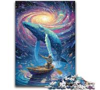 Puzzles pour Adultes et Adolescents, Puzzles Baleines dans l'espace, Jouets éducatifs, Anti-Stress, décoration d'intérieur Unique et Cadeaux 50x75cm