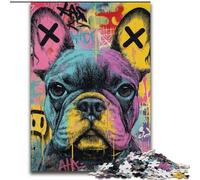 Puzzles pour Adultes et Adolescents, Puzzles Bouledogue français Graffiti, Chaque pièce est Unique - Jeu Familial Stimulant pour Les 14 Ans (Taille 50x75cm)