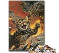 Puzzles pour Adultes et Adolescents, Puzzles Chat Contre Dragon pour Les Plus de 14 Ans, Jeu Impossible, Cadeau d'anniversaire de Noël 50x75cm