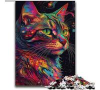 Puzzles pour Adultes et Adolescents Puzzles Chats de l'espace colorés Soulagement du Stress Défi Difficile avec Affiche Assortie et Feuille de Quiz 70x100cm
