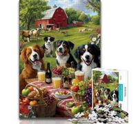 Puzzles pour Adultes et Adolescents, Puzzles Chiens en Pique-Nique, Jouet éducatif et décompressant, Cadeau d'anniversaire 50x75cm