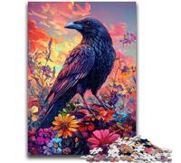 Puzzles pour Adultes et Adolescents, Puzzles Corbeaux et Fleurs, Jouets éducatifs, Anti-Stress, décoration d'intérieur et Cadeaux Uniques, 26x38cm