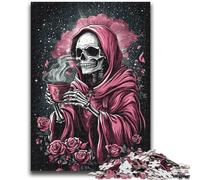 Puzzles pour Adultes et Adolescents, Puzzles Crâne Rose, Jeu Stimulant et éducatif en Famille pour Anniversaire et Noël 50x75cm