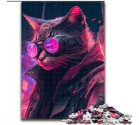 Puzzles pour Adultes et Adolescents, Puzzles Cyberpunk, Chat Humain, Anti-Stress, défi Difficile, décoration d'intérieur, Jouets (Taille 26x38cm)