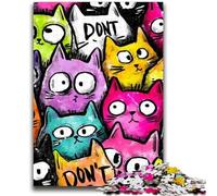Puzzles pour Adultes et Adolescents Puzzles de Chats Abstraits Mignons pour Adultes, avec Affiche et fiche de Questions-réponses Assorties pour Les 14 Ans et Plus (75x50cm)