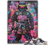 Puzzles pour Adultes et Adolescents Puzzles de Guerre de Guerriers samouraïs néon Jeux Amusants en Famille pour Toute la Famille 50x75cm