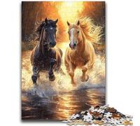 Puzzles pour Adultes et Adolescents, Puzzles Deux Chevaux, Jeu Stimulant pour Tous, pour Femmes, Cadeaux pour Hommes, 50x75cm