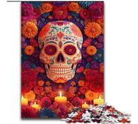 Puzzles pour Adultes et Adolescents, Puzzles en Forme de crâne de Sucre, Jouets éducatifs, Jeux Anti-Stress, décoration Murale (Taille 50x75cm)