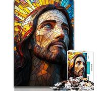 Puzzles pour Adultes et Adolescents, Puzzles en vitrail Jésus, Art au Fusain, pour Un séjour Relaxant, pour la décoration de la Maison, 38x26cm