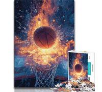 Puzzles pour Adultes et Adolescents, Puzzles Flammes de Basket-Ball, Jouets de Divertissement Familial avec Affiche et fiche de Questions-réponses Assorties (38x26cm)