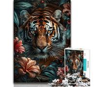 Puzzles pour Adultes et Adolescents, Puzzles Fleurs et Tigres, Jeux éducatifs, décoration d'intérieur, Cadeau d'anniversaire, Art Mural (38x26cm)