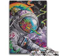 Puzzles pour Adultes et Adolescents Puzzles Fumée psychédélique Astronaute Soulagement du Stress Défi Difficile avec Affiche Assortie et Feuille de Quiz 50x75cm