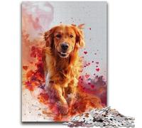 Puzzles pour Adultes et Adolescents Puzzles Golden Retriever Portrait pour Adultes, avec Affiche et fiche de Questions-réponses pour Les 14 Ans et Plus (75x50cm)