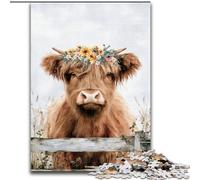 Puzzles pour Adultes et Adolescents, Puzzles Highland Cow Baby, Difficile à réaliser, mais Amusant et Humoristique, Cadeau d'anniversaire, Cadeaux, Art Mural 50x75cm