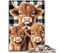 Puzzles pour Adultes et Adolescents, Puzzles Highland Cow, Jeu Stimulant et éducatif en Famille pour Anniversaire et Noël 50x75cm