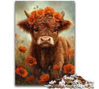Puzzles pour Adultes et Adolescents, Puzzles Highland Cow, Jeu Stimulant et éducatif en Famille pour Anniversaire et Noël 38x26cm