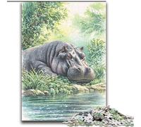 Puzzles pour Adultes et Adolescents Puzzles Jungle Hippo Jouets éducatifs Jeux familiaux Améliorer l'amour Entre Les Couples 70x100cm