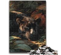 Puzzles pour Adultes et Adolescents, Puzzles Jungle Wild Black Panther pour Les 14 Ans et Plus, Jeu intellectuel, Cadeaux d'anniversaire de Noël 50x75cm