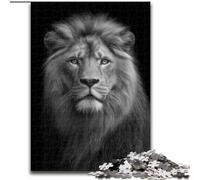 Puzzles pour Adultes et Adolescents, Puzzles Lion Noir et Blanc, Jouets éducatifs, Anti-Stress, Superbes Cadeaux et Jouets 50x75cm