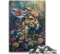 Puzzles pour Adultes et Adolescents, Puzzles Motif cerf Floral pour Les 14 Ans et Plus, Jeu intellectuel, Cadeaux de Noël et d'anniversaire, 26x38cm