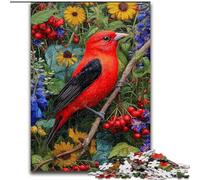 Puzzles pour Adultes et Adolescents, Puzzles Oiseaux Rouges et Fleurs, Jouets éducatifs, Jeux Anti-Stress, décoration Murale (Taille 50x75cm)