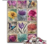 Puzzles pour Adultes et Adolescents, Puzzles, Papillons et Fleurs, pour Les 14 Ans et Plus, Jeux éducatifs pour Adultes et Adolescents, Illustration, Cadeau, 70x100cm