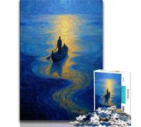 Puzzles pour Adultes et Adolescents, Puzzles Petit Bateau la Nuit, Jouets éducatifs, Jeux Anti-Stress, renforce l'amour Entre Couples (75x50cm)