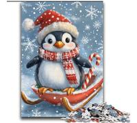 Puzzles pour Adultes et Adolescents Puzzles Pingouins de Noël Jeu de Quiz Idéal comme Cadeau pour Toute la Famille 70x100cm