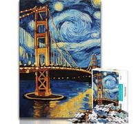 Puzzles pour Adultes et Adolescents, Puzzles Pont de San Francisco la Nuit, Jeux éducatifs, décoration d'intérieur, Cadeau d'anniversaire, Cadeaux, Art Mural (38x26cm)