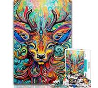 Puzzles pour Adultes et Adolescents, Puzzles psychédéliques, Renne, Aide Le Cerveau à exercer, Jouets addictifs pour cultiver la Patience, Collection d'artistes, Beaux-Arts (38x26cm)