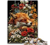 Puzzles pour Adultes et Adolescents, Puzzles Renard endormi dans Les Fleurs pour Jeu éducatif, Jouet de défi, décoration d'intérieur Unique et Cadeaux 50x75cm