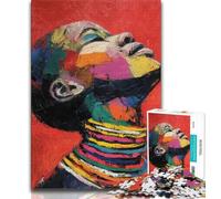 Puzzles pour Adultes et Adolescents, Puzzles représentant Une Femme Africaine Peinte à l'huile, pour Jeu éducatif, défi, Cadeau d'anniversaire, décoration Murale (75x50cm)