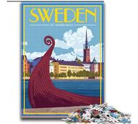 Puzzles pour Adultes et Adolescents, Puzzles Scandinavie, Suède, Voyage, Jeux Amusants en Famille, Cadeaux pour Amis et Famille, à partir de 14 Ans (38x52cm), 1000 pièces