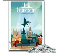 Puzzles pour Adultes et Adolescents, Puzzles sur l'histoire de Londres, défi Difficile et Anti-Stress, Cadeaux du Père Noël Secret pour Les 14 Ans et Plus, 50x75cm