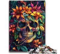 Puzzles pour Adultes et Adolescents, Puzzles tête de Mort et Fleurs pour Les Plus de 14 Ans, Jeu Impossible, Cadeau de Noël ou d'anniversaire, 26x38cm