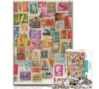 Puzzles pour Adultes et Adolescents, Puzzles, Timbres-Poste Vintage, Collage, Jouets éducatifs, Anti-Stress, renforce l'amour Entre Couples (75x50cm)