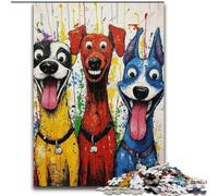 Puzzles pour Adultes et Adolescents, Puzzles Trois Chiens Heureux, Jouet éducatif Anti-Stress, Interaction Parent-Enfant, pour Enfants de 14 Ans et Plus, 26x38cm